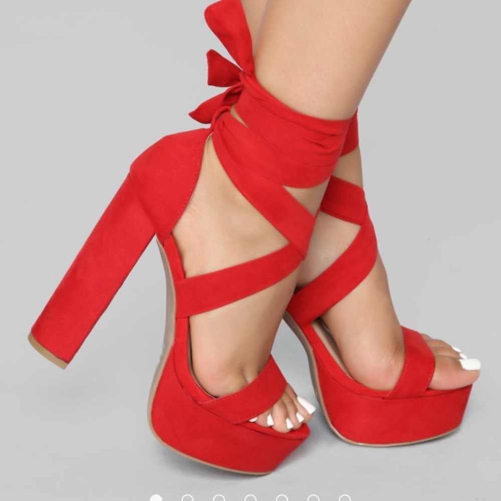 Lace up Red Fashion Nova Heels